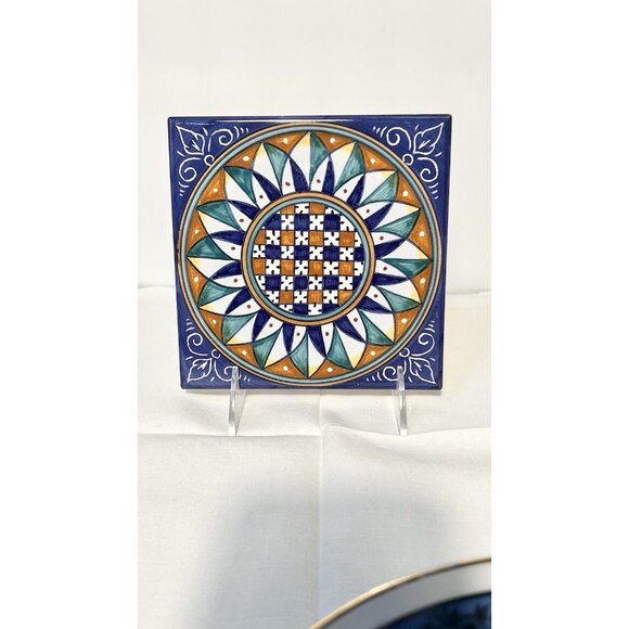 SBERNA DERUTA Italy Hand Painted Tile Wall Plaque 6” - Picture 2 of 9